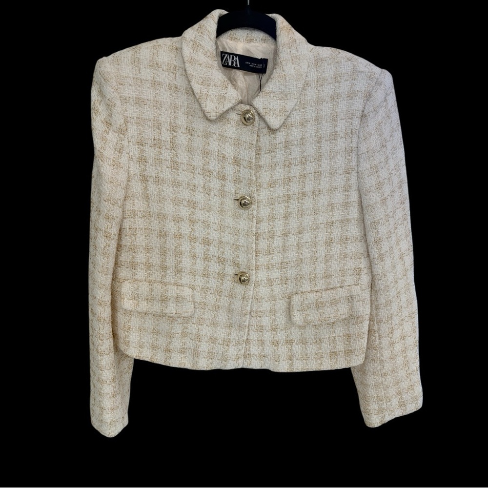 Zara Women's Beige Tweed Blazer